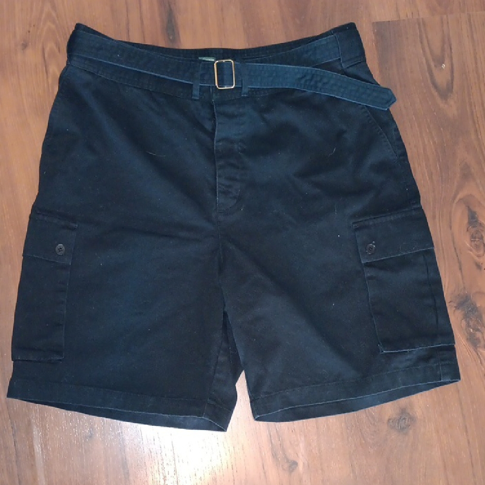 Ralph Lauren Black Cargo Shorts with Belted Waist